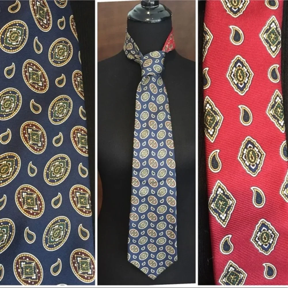 Tommy Hilfiger Paisley Tie Blue Red - Picture 1 of 6